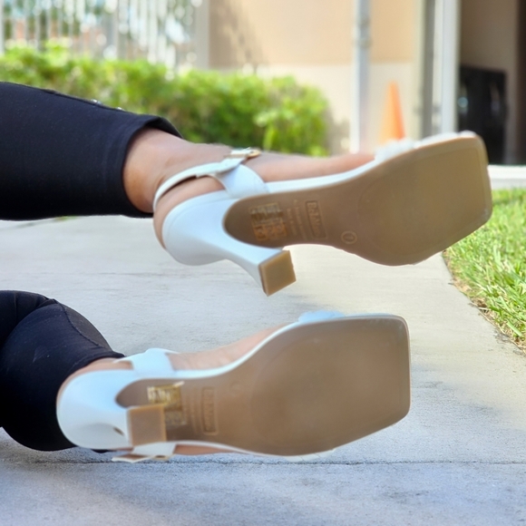 Women's Braided Single Band Ankle Strap Sandals White Color - Picture 5 of 6